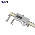 Digital caliper with flat head and groove